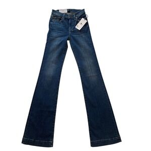 7 For All Mankind Dojo Original Trouser Flare Jeans Dark Wash Blue Size 24 NWT